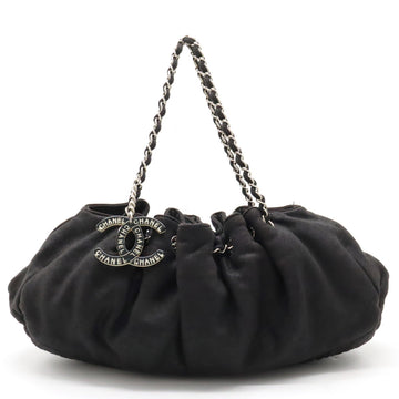 Top Quality Chanel Top Quality Chanel Cocomark Melrose Carpet Mattress Chain Shoulder Bag Cotton Jacket Black Black Silver  A37056