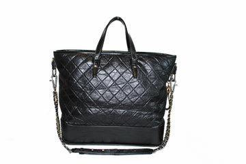 Top Quality Chanel Black Aged Calfskin Quilted Large Gabrielle Shopping Tote