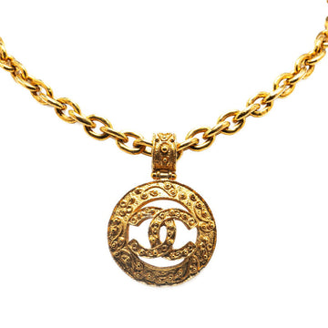 Top Quality Chanel Coco Mark Round Necklace Gold Plated
