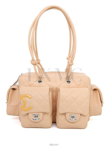 Cambon Reporter Bag Beige Multi Pocket Boston Chanel
