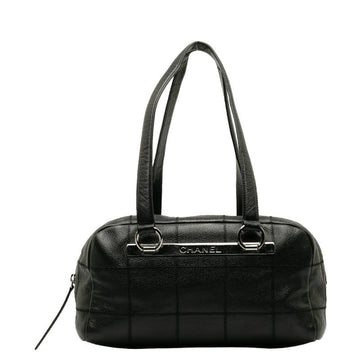 Top Quality Chanel Chocolate Bar Logo  Mini Boston Bag Handbag Black Canvas  CHANEL