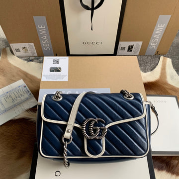 GG MARMONT MEDIUM 26 HANDBAG IN MIDNIGHT BLUE CALFSKIN by Luxe Carry
