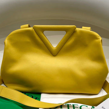 TRIANGLE HANDLE BAG 31 IN DANDELION YELLOW LAMBSKIN Luxe Carry Bags