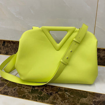 TRIANGLE HANDLE BAG 31 IN VOLT GREEN LAMBSKIN Luxe Carry Bags