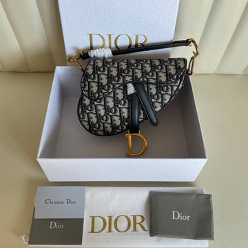 CD Saddle Bag Strap With Strap 19cm Blue Obique Embroidery By Luxe Carry