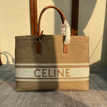 CABAS 44 PRINTED CANVAS BROWN WHITE TOTE Luxe Carry Bags