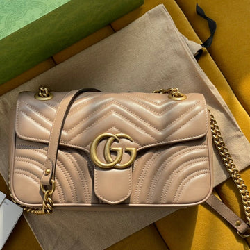 GG MARMONT MATELASSÉ LARGE 26 BAG BEIGE CALFSKIN Luxe Carry Bags