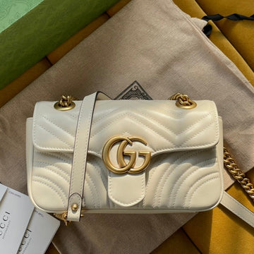 GG MARMONT MATELASSÉ SMALL 22 BAG WHITE CALFSKIN Luxe Carry Bags