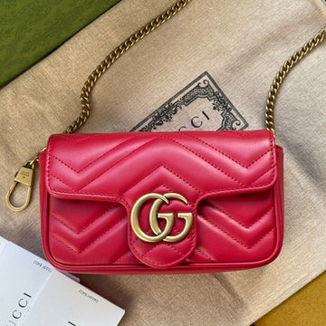 GG MARMONT MINI 16 BAG IN RED PINK CALFSKIN Luxe Carry