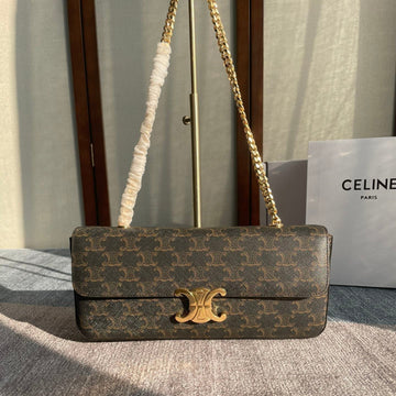 CHAIN SHOULDER BAG CLAUDE 33 IN BLACK TRIOMPHE CANVAS GOLD HARDWARE Luxe Carry