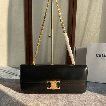 CHAIN SHOULDER BAG CLAUDE 33 IN BLACK CALFSKIN GOLD HARDWARE by Luxe Carry