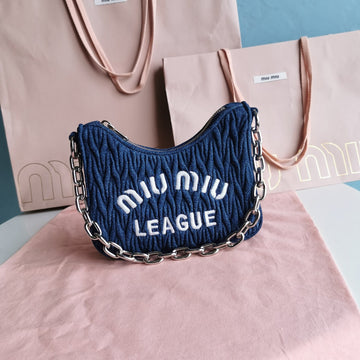 MATELASSÉ 21 BAG IN NAVY BLUE DENIM Luxe Carry