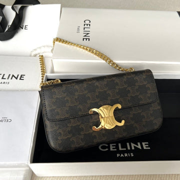 TRIPHOME 20 BLACK PATTERN COWHIDE LEATHER CHAIN STRAP BAG Luxe Carry Bags