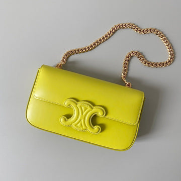 20 CHAIN EMBOSSED ARMPIT BAG CHARTRE YELLOW CALFSKIN