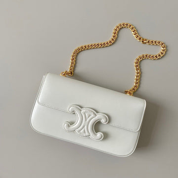 20 CHAIN EMBOSSED ARMPIT BAG WHITE CALFSKIN Luxe Carry