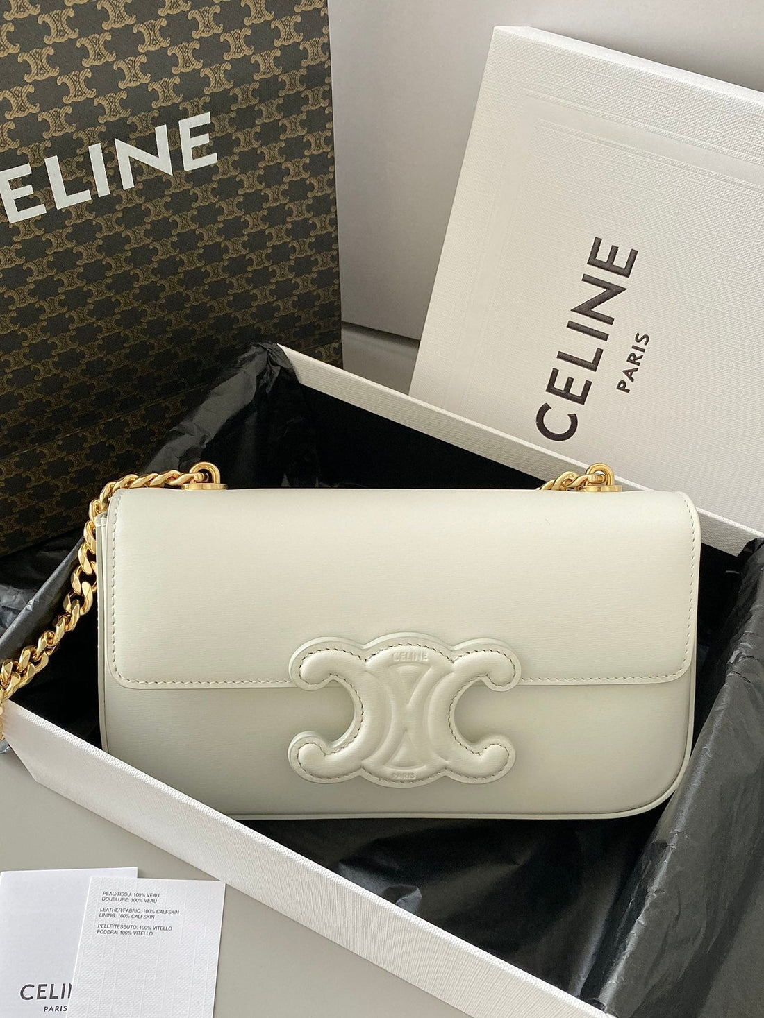 20 CHAIN EMBOSSED ARMPIT BAG WHITE CALFSKIN by Luxe Carry