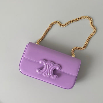 20 CHAIN EMBOSSED ARMPIT BAG PURPLE CALFSKIN Luxe Carry Bags