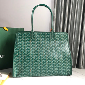 HARDY PM BAG 40 IN GREEN GOYARDINE CANVAS AND TAURILLON LEATHER TRIM Luxe Carry