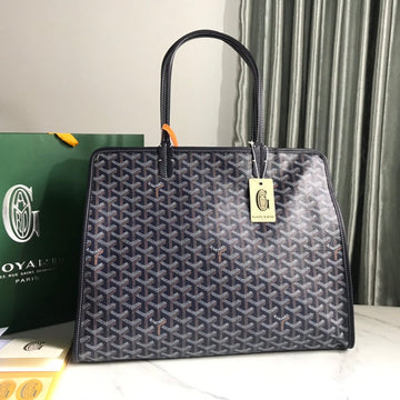 HARDY PM BAG 40 IN NAVY BLUE GOYARDINE CANVAS AND BLACK TAURILLON LEATHER TRIM Luxe Carry