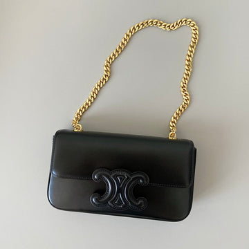 20 CHAIN EMBOSSED ARMPIT BAG BLACK CALFSKIN by Luxe Carry