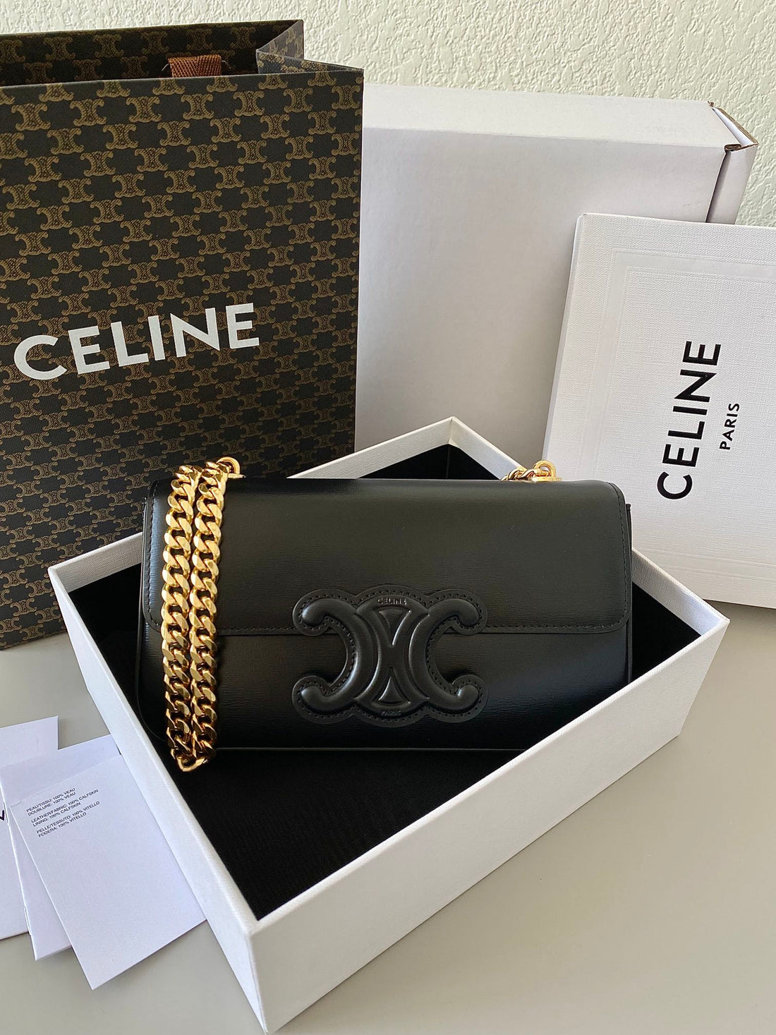 20 CHAIN EMBOSSED ARMPIT BAG BLACK CALFSKIN Luxe Carry Bags