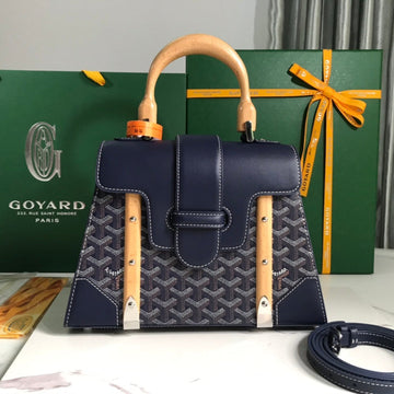 SAÏGON PM BAG 28 IN NAVY BLUE GOYARDINE CANVAS AND CALFSKIN Luxe Carry