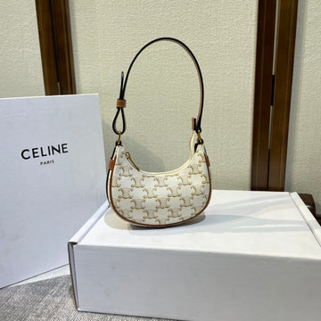 AVA BAG 75MM IN WHITE TRIOMPHE CANVAS AND CALFSKIN Luxe Carry Bags