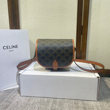 CELINE FOLCO BAG 18 BLACK IN TRIOMPHE CANVAS AND CALFSKIN Luxe Carry Bags