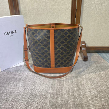 BUCKET 33 IN BLACK TRIOMPHE CANVAS AND BRONZE BROWN CALFSKIN TRIM Luxe Carry