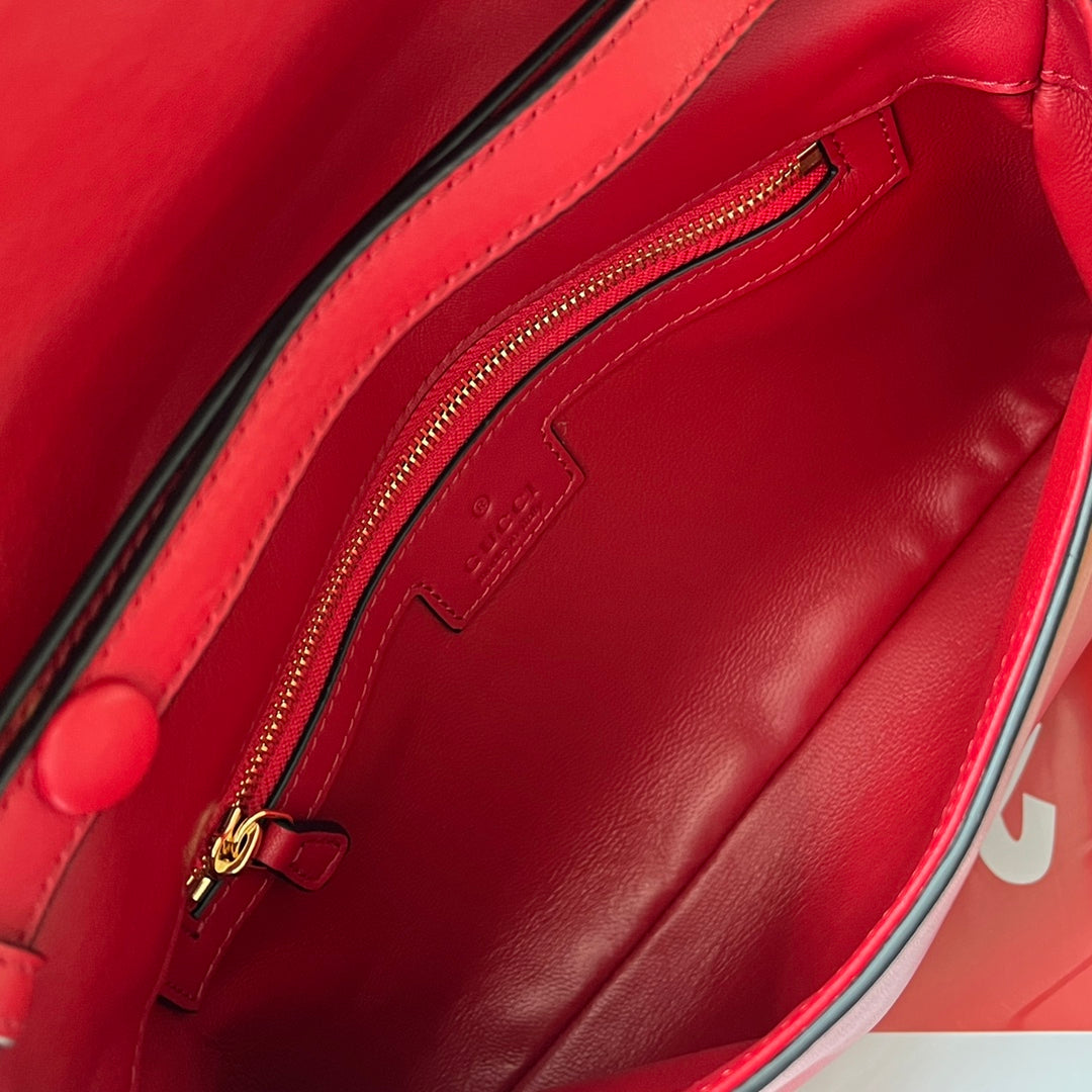 BLONDIE SHOULDER BAG 28 IN RED LAMBSKIN GOLD HARDWARE by Luxe Carry
