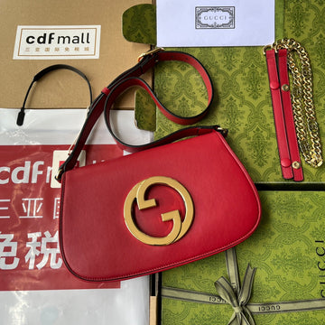 BLONDIE SHOULDER BAG 28 IN RED LAMBSKIN GOLD HARDWARE Luxe Carry Bags