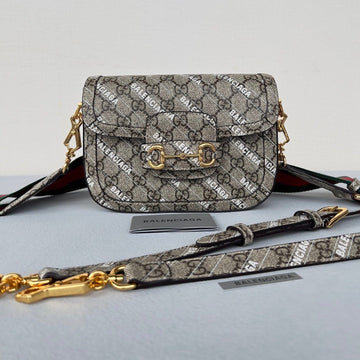 GG MINI 25 PRINTED SADDLE BAG IN EICRU BEIGE CANVAS Luxe Carry Bags