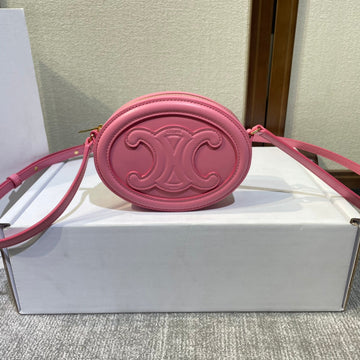 OVAL PURSE BAG 16 IN ROUGE PINK CALFSKIN Luxe Carry
