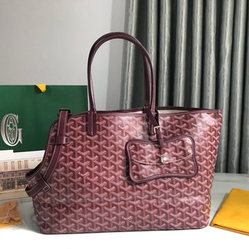 CHIEN GRIS BAG 33 IN WINE RED GOYARDINE CANVAS AND CALFSKIN TRIM Luxe Carry