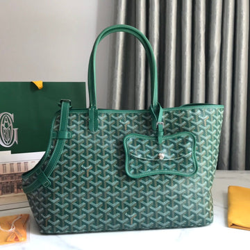 CHIEN GRIS BAG 33 IN GREEN GOYARDINE CANVAS AND CALFSKIN TRIM Luxe Carry