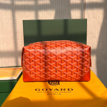 BOWLING TOILETRY BAG 25 IN RED ORANGE GOYARDINE CANVAS AND CALFSKIN Luxe Carry
