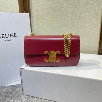 CHAIN EMBOSSED ARMPIT BAG 20 IN WINE RED CALFSKIN by Luxe Carry