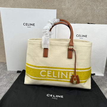 CABAS 44 PRINTED CANVAS WHITE YELLOW TOTE Luxe Carry Bags