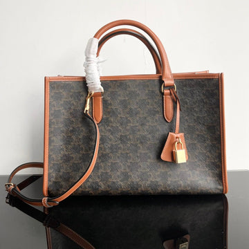 TRIOMPHE CABAS 35 BLACK CALFSKIN TOTE by Luxe Carry