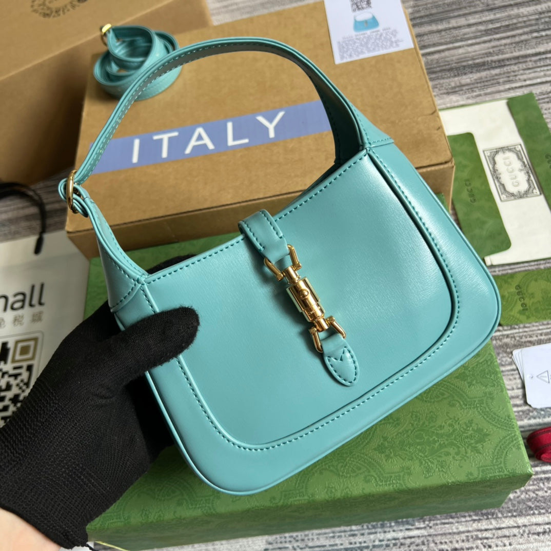 GG JACKIE MINI 19 SHOULDER BAG IN PASTEL BLUE CALFSKIN Luxe Carry