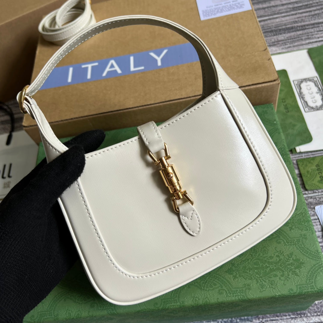 GG JACKIE MINI 19 SHOULDER BAG IN WHITE CALFSKIN Luxe Carry Bags