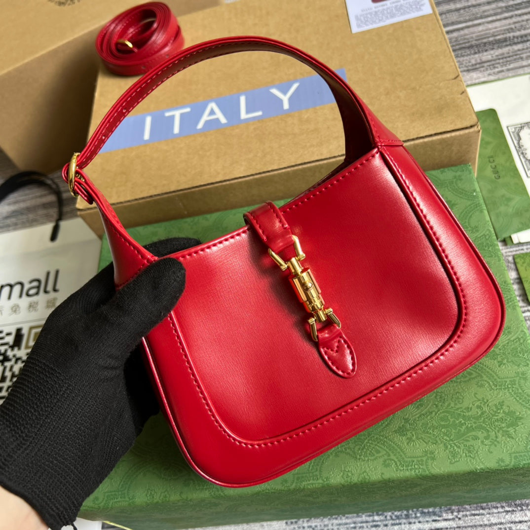 GG JACKIE MINI 19 SHOULDER BAG IN CHERRY RED CALFSKIN Luxe Carry