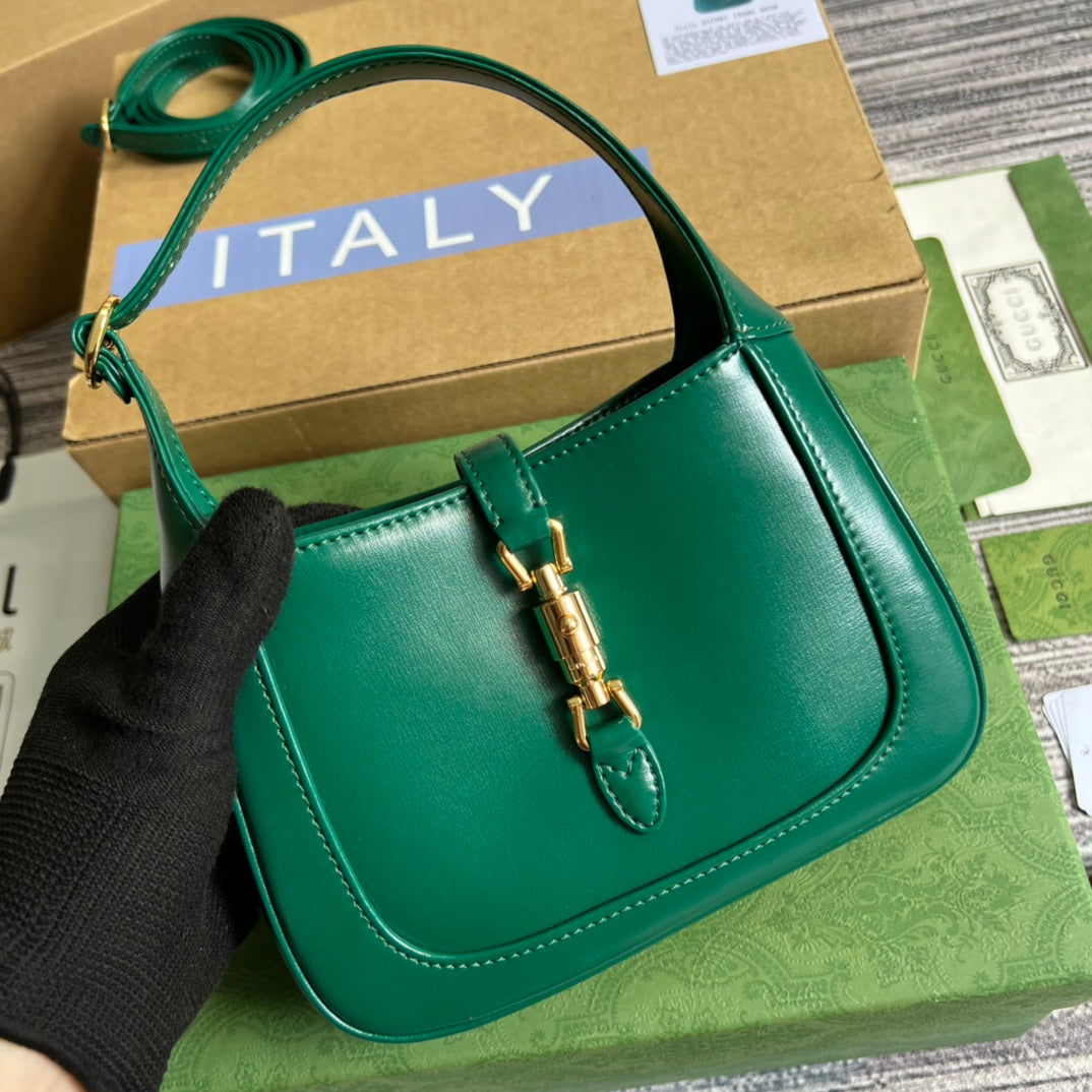 GG JACKIE MINI 19 SHOULDER BAG IN GREEN FOREST CALFSKIN Luxe Carry Bags