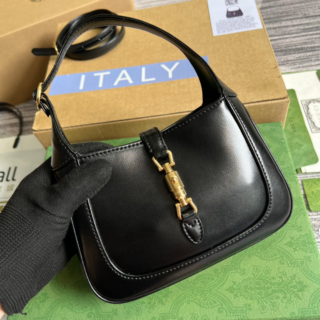 GG JACKIE MINI 19 SHOULDER BAG IN BLACK CALFSKIN Luxe Carry