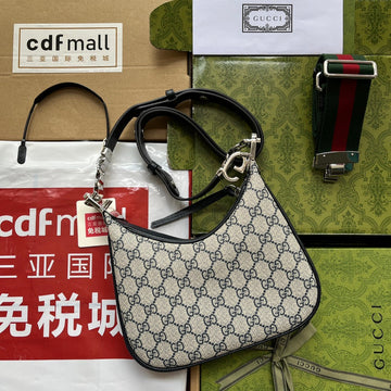 ATTACHE MINI BAG 23 IN BEIGE GG AND DARK BLUE CALFSKIN Luxe Carry