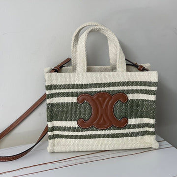 TRIOMPHE 29 FABRIC WHITE BLACK WITH BROWN LOGO Luxe Carry Bags