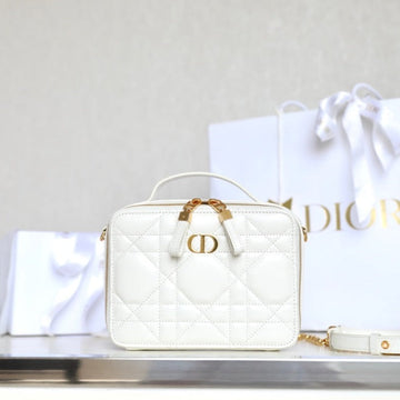 CARO BOX BAG 19 IN WHITE CALFSKIN Luxe Carry Bags