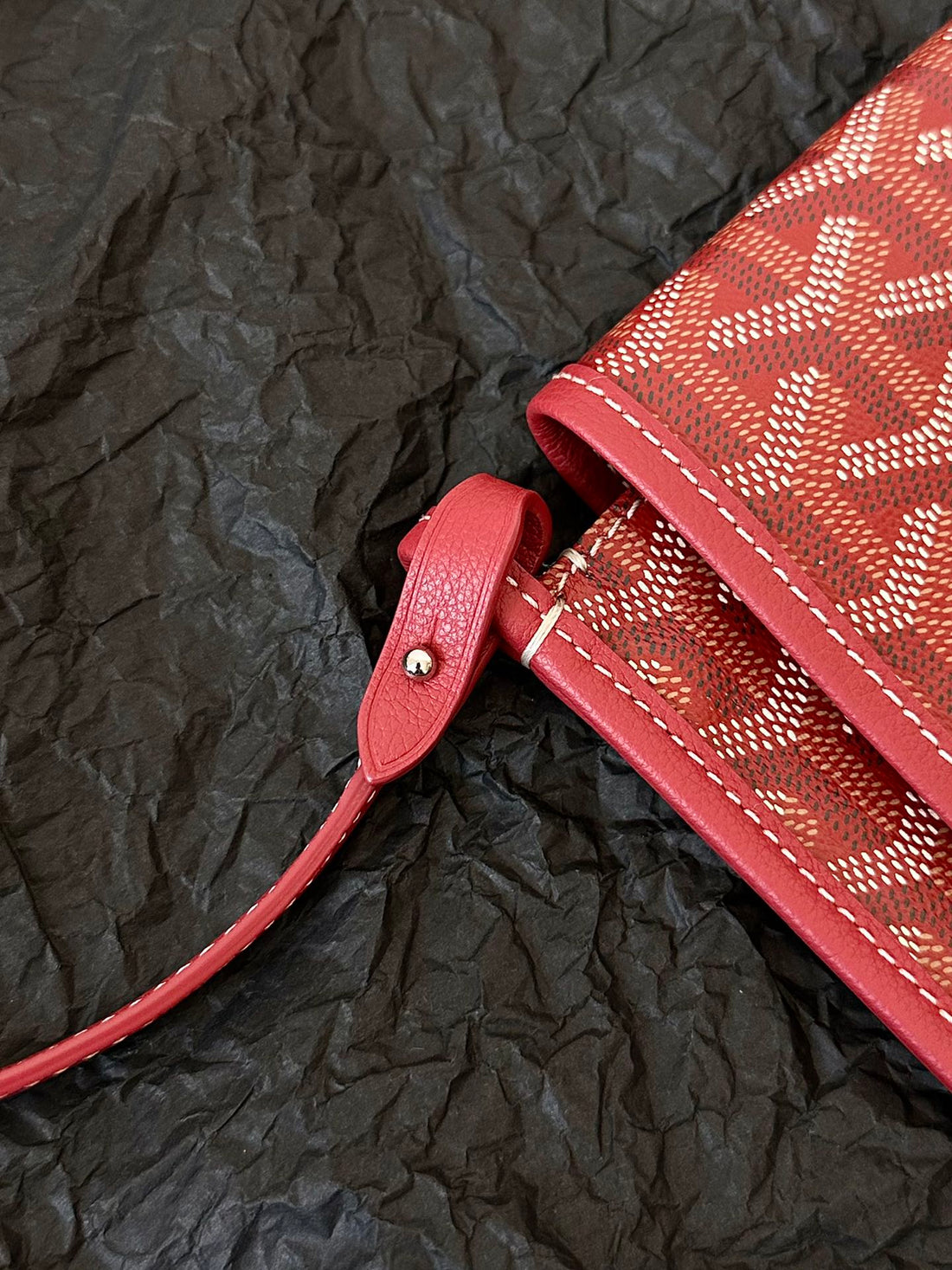PLUMET POCKET WALLET 20 IN CLASSIC RED GOYARDINE CANVAS AND LAMBSKIN TRIM Luxe Carry Bags