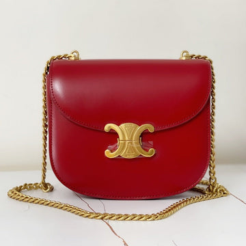 TRIPHOME 19 SADDLE BAG CHERRY RED CALFSKIN Luxe Carry