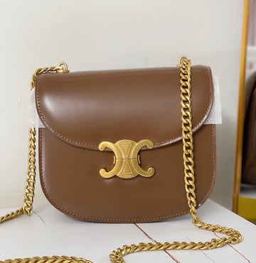 TRIPHOME 19 SADDLE BAG CARAMEL BROWN CALFSKIN Luxe Carry